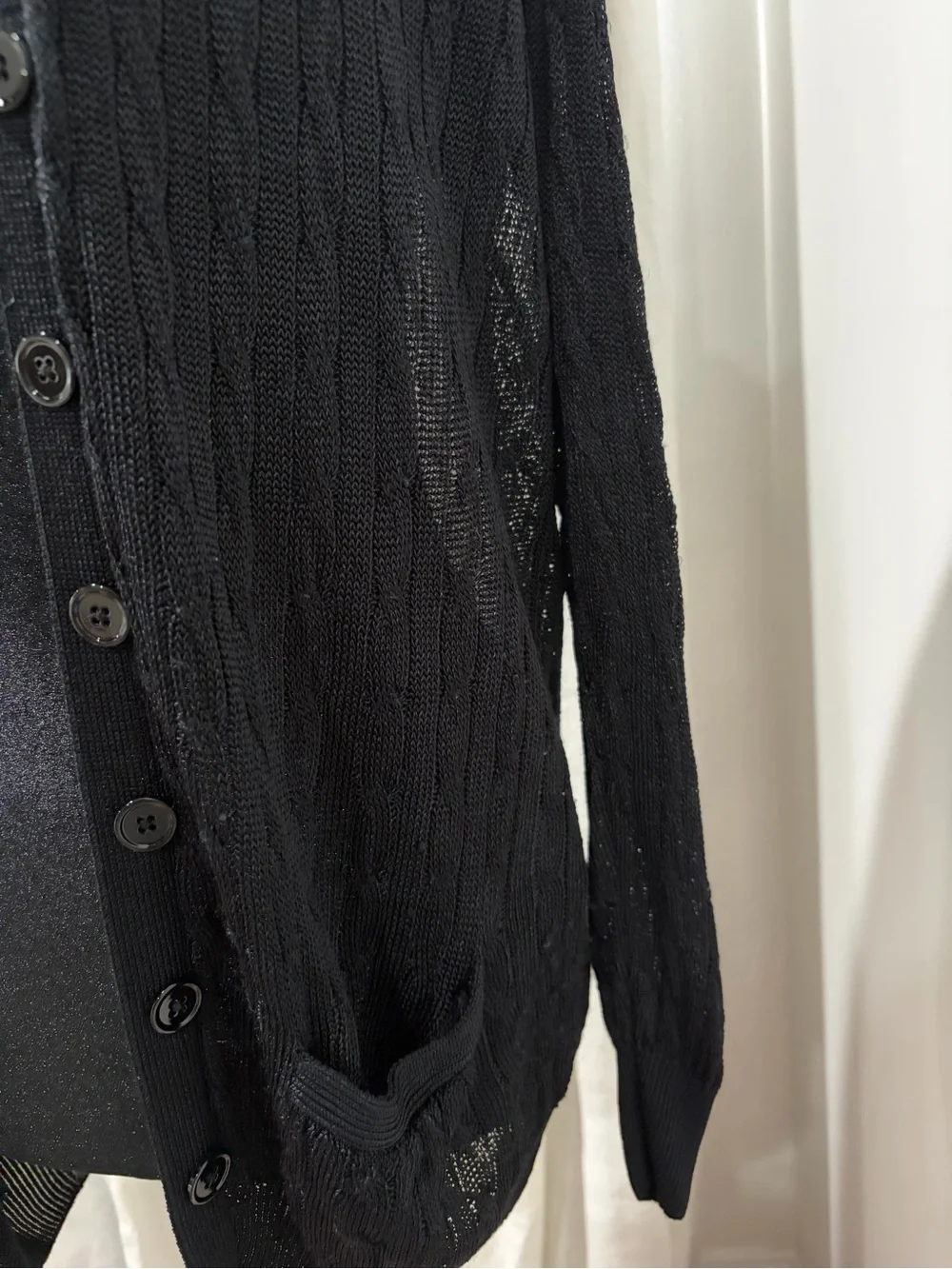 Polo by Ralph Lauren Black Open-Weave Button Cardigan